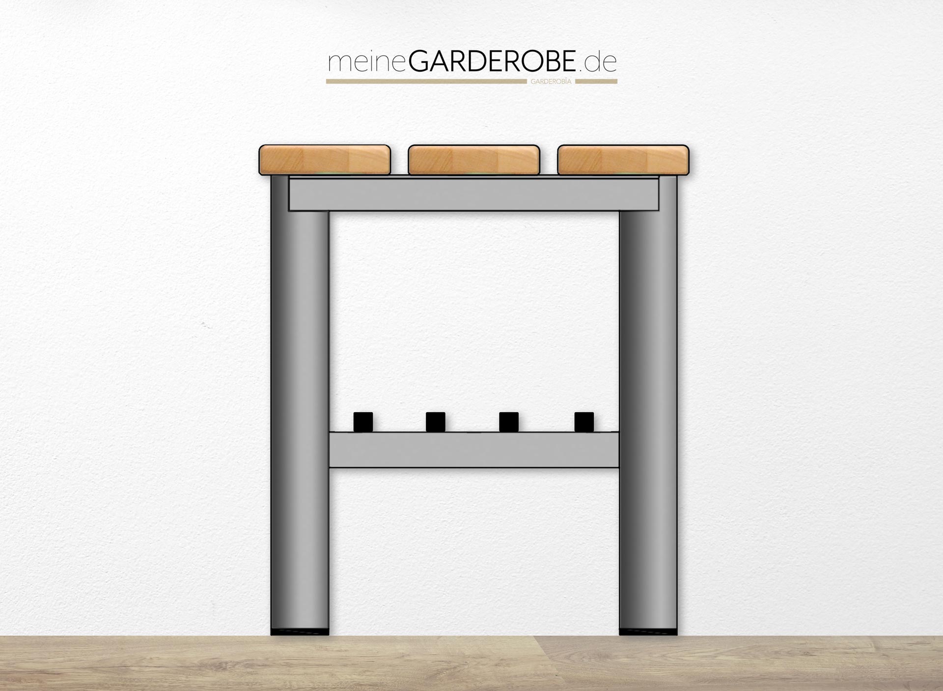 meineGarderobe Hockerbank Schuhablage Weissaluminium